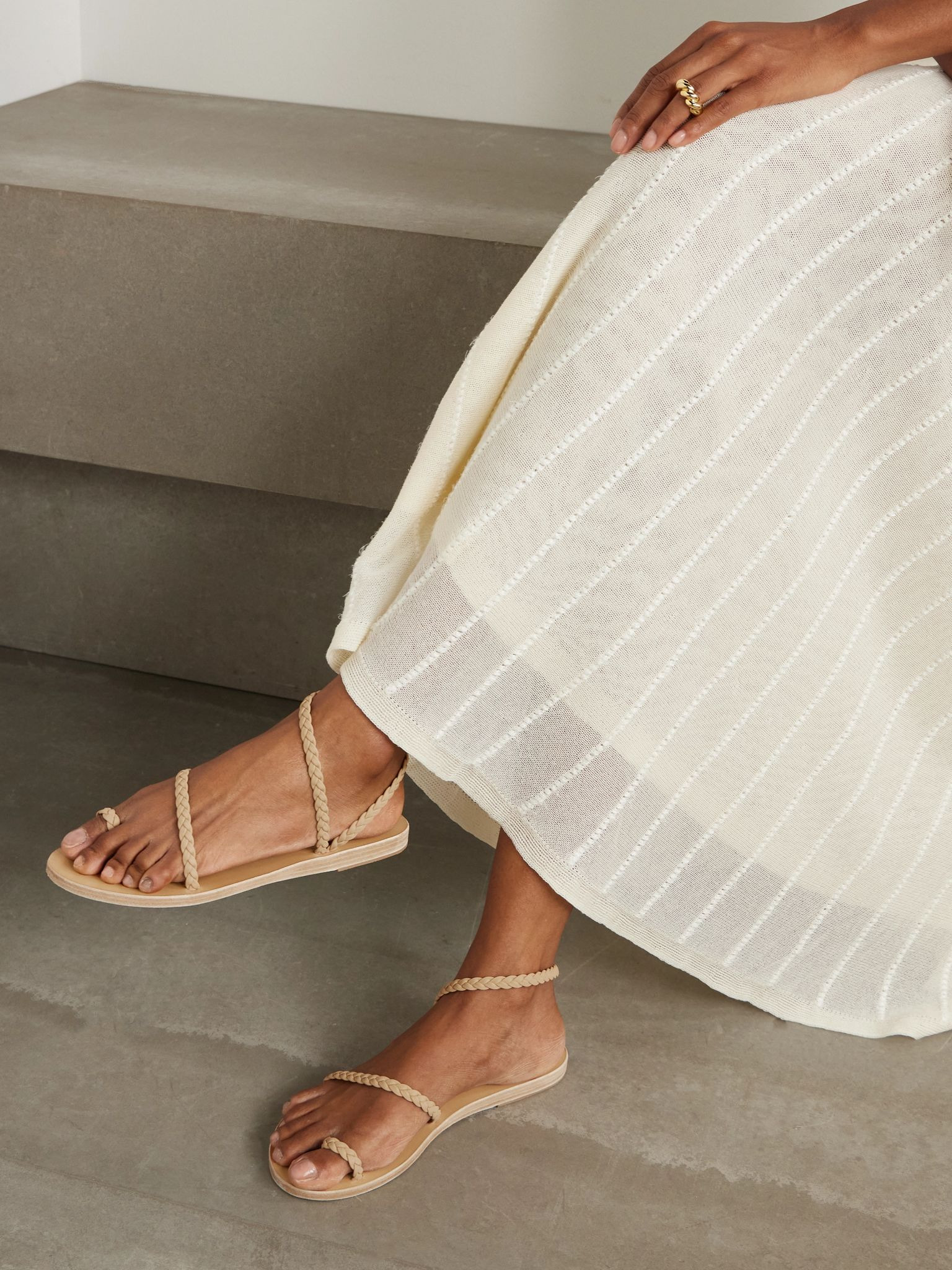 Eleftheria woven leather sandals Beige - 2