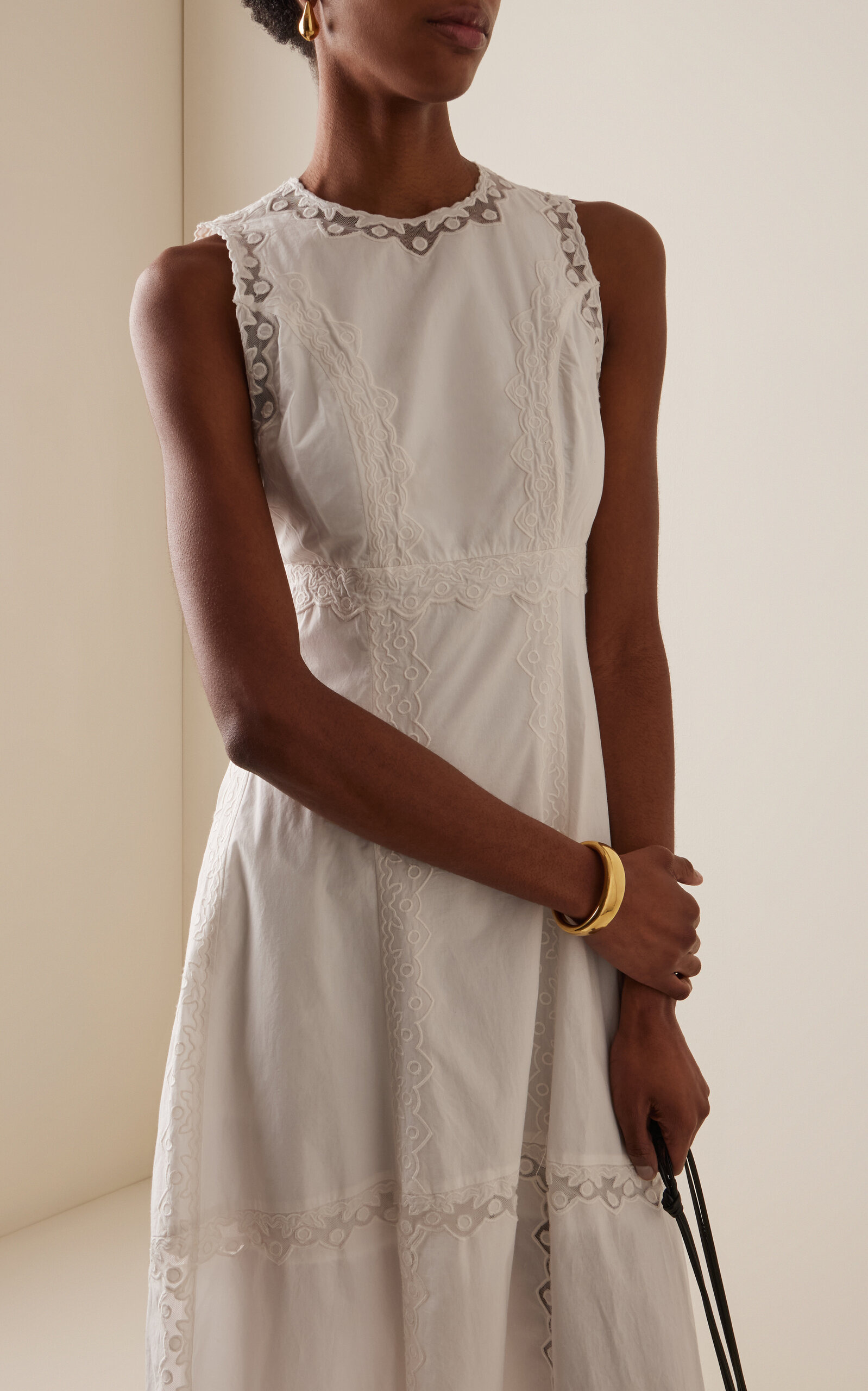 Anela Embroidered Cotton Midi Dress white - 3