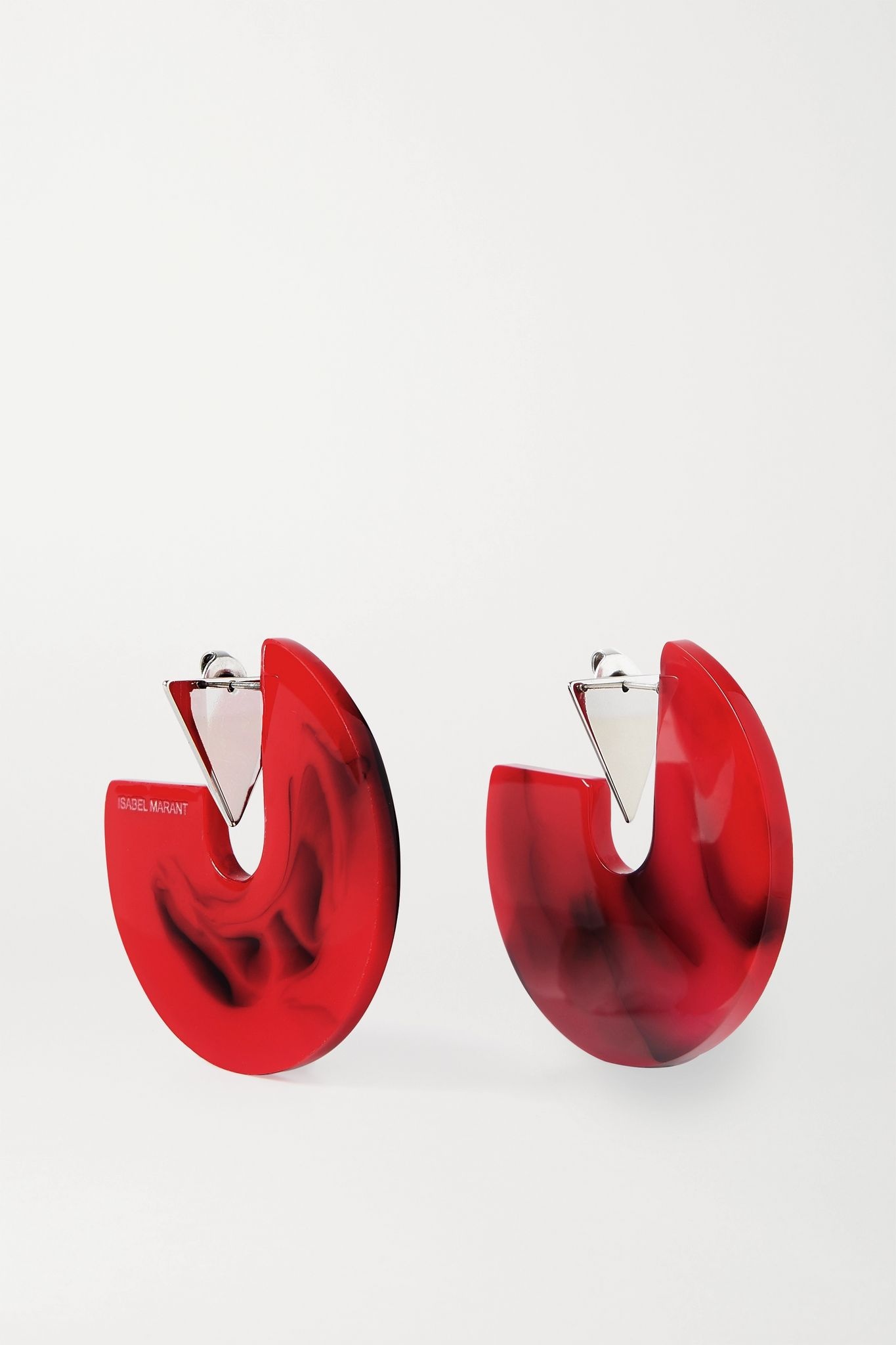 Silver-tone and enamel hoop earrings - 1