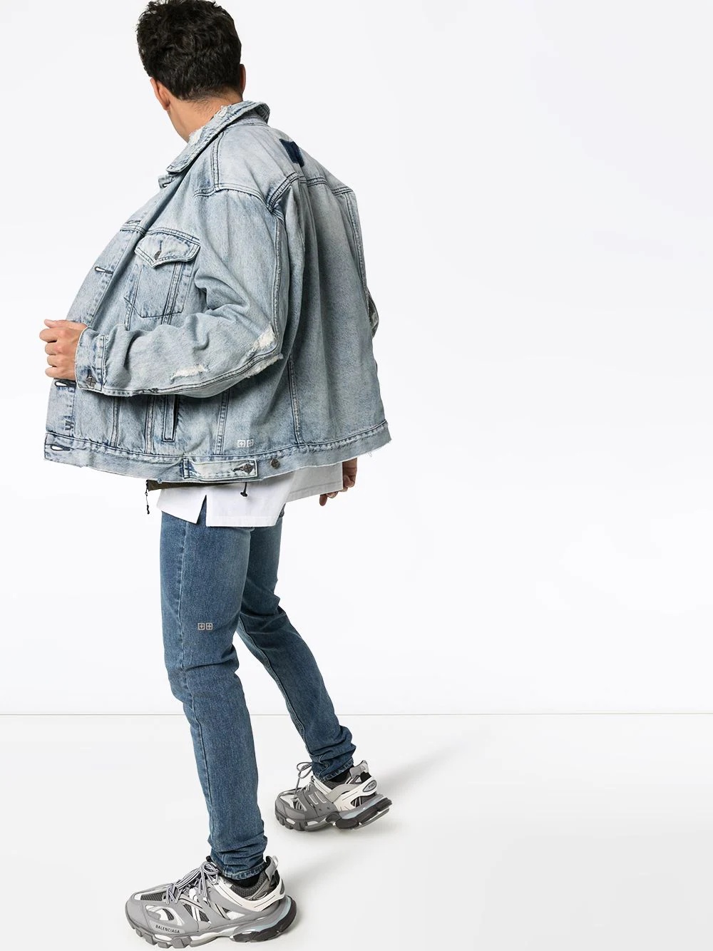 acid-wash distressed denim jacket - 2