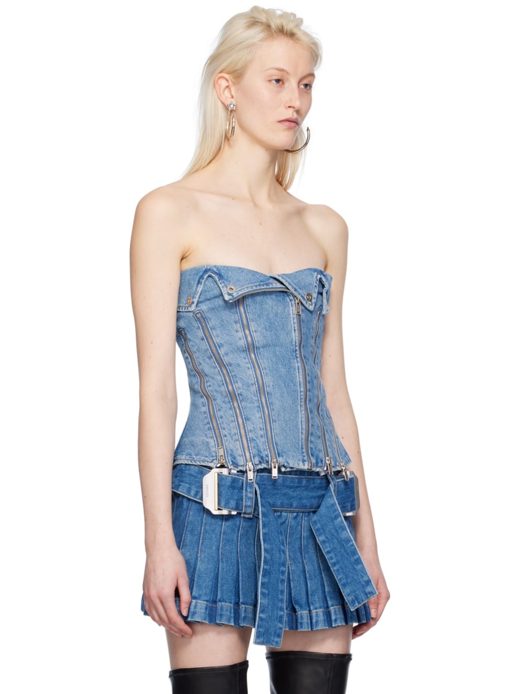 Blue Biker Denim Corset - 2