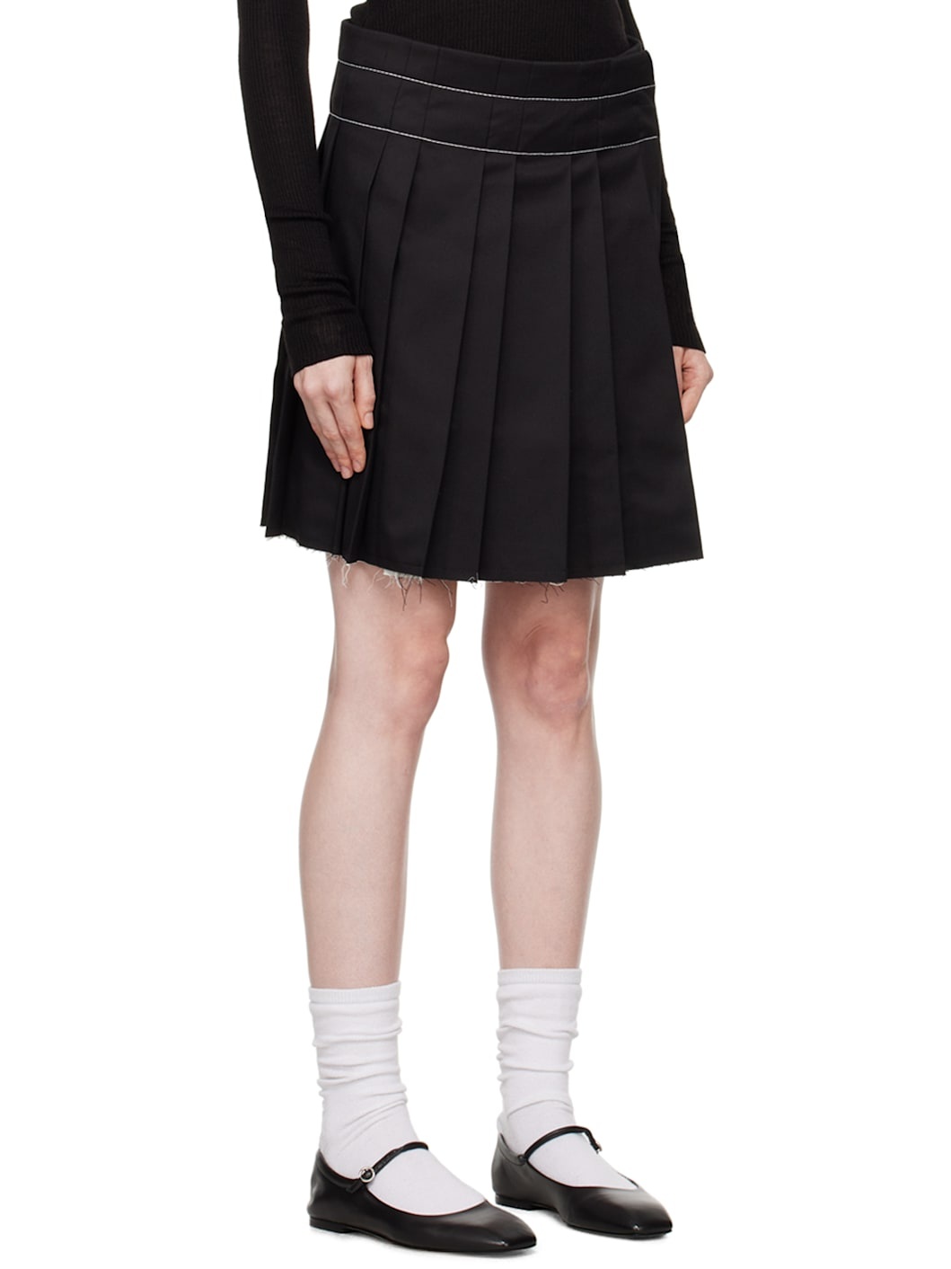 Black Pleated Wrap Miniskirt - 2