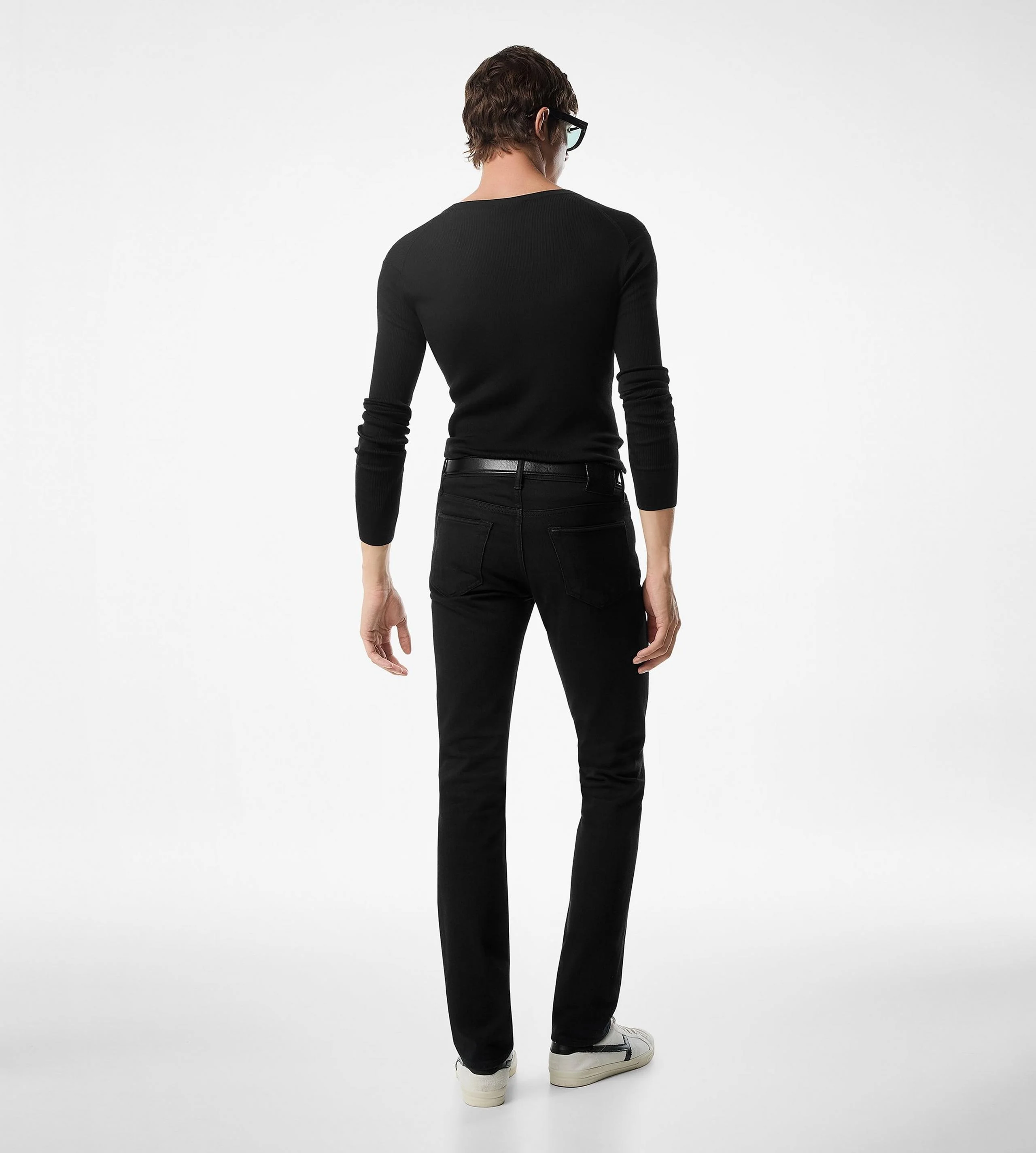 BLACK STRETCH STRAIGHT FIT DENIM - 1