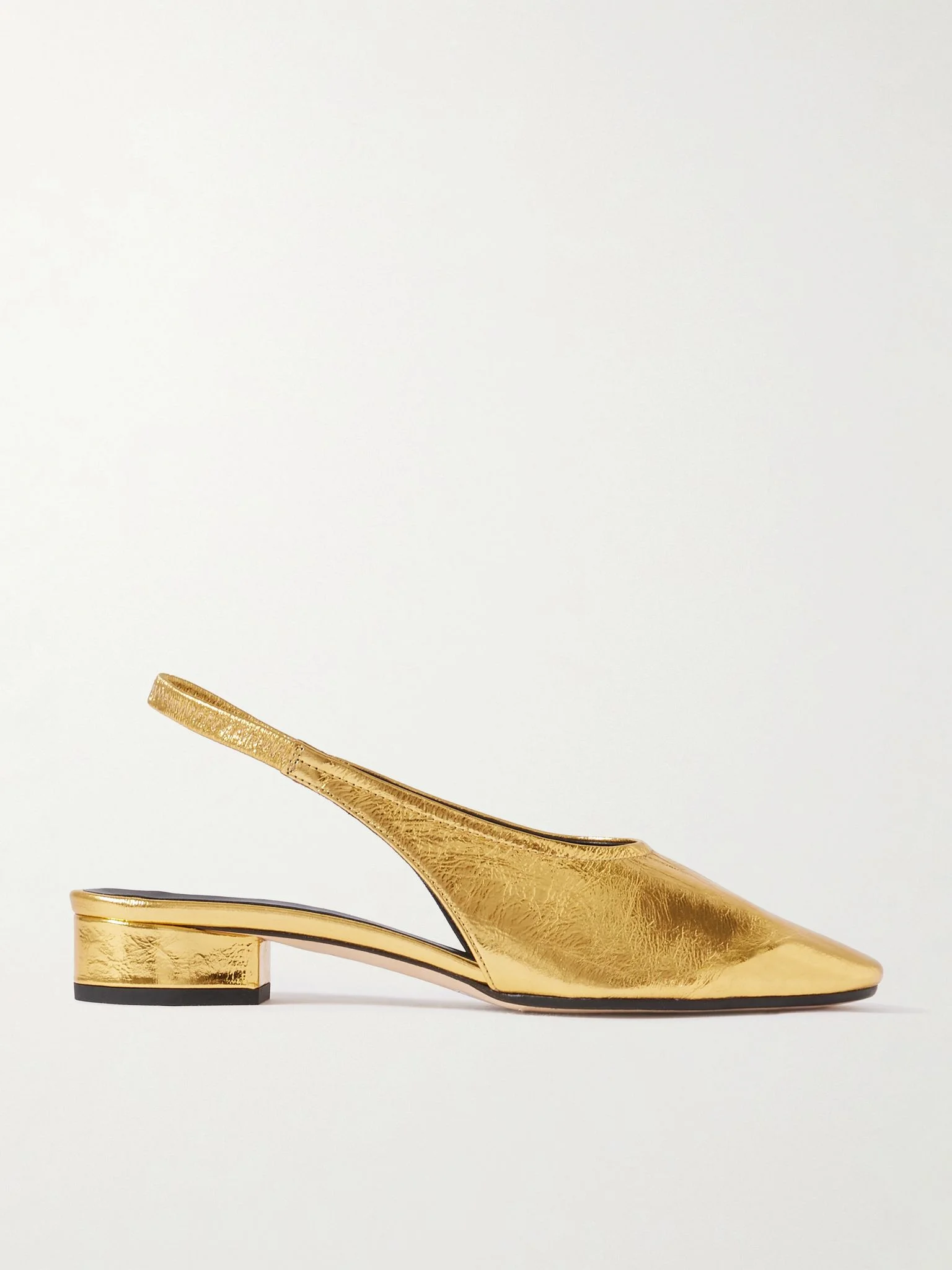 Dua metallic crinkled-leather slingback pumps Gold - 1