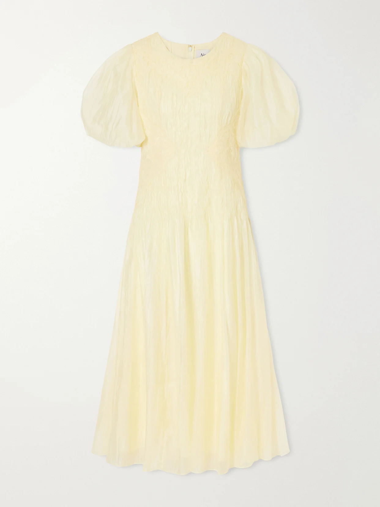 Ophelia Lace-trimmed Crinkled-satin Midi Dress - 1