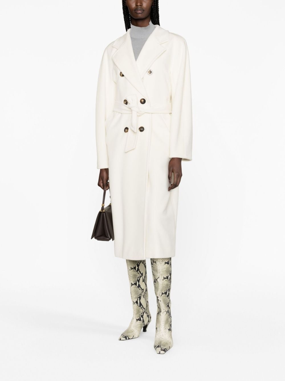 belted double-breasted coat - 3