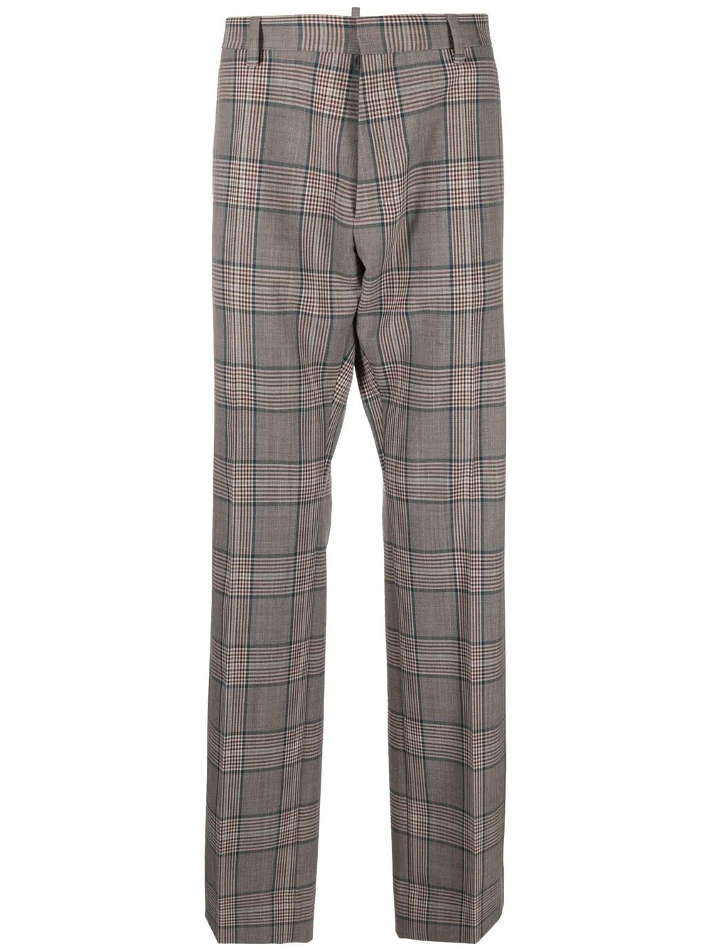 straight-leg checked trousers - 1