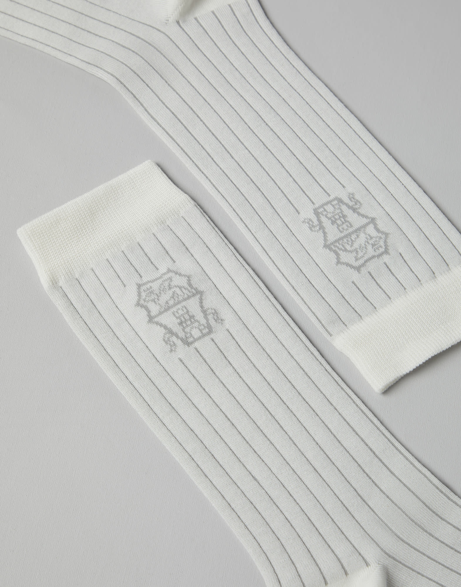 Cotton chalk stripe effect socks with logo - 2