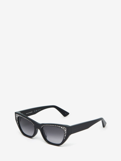 Alexander McQueen Women's Pavé Jewelled Sunglasses in Black/grey outlook