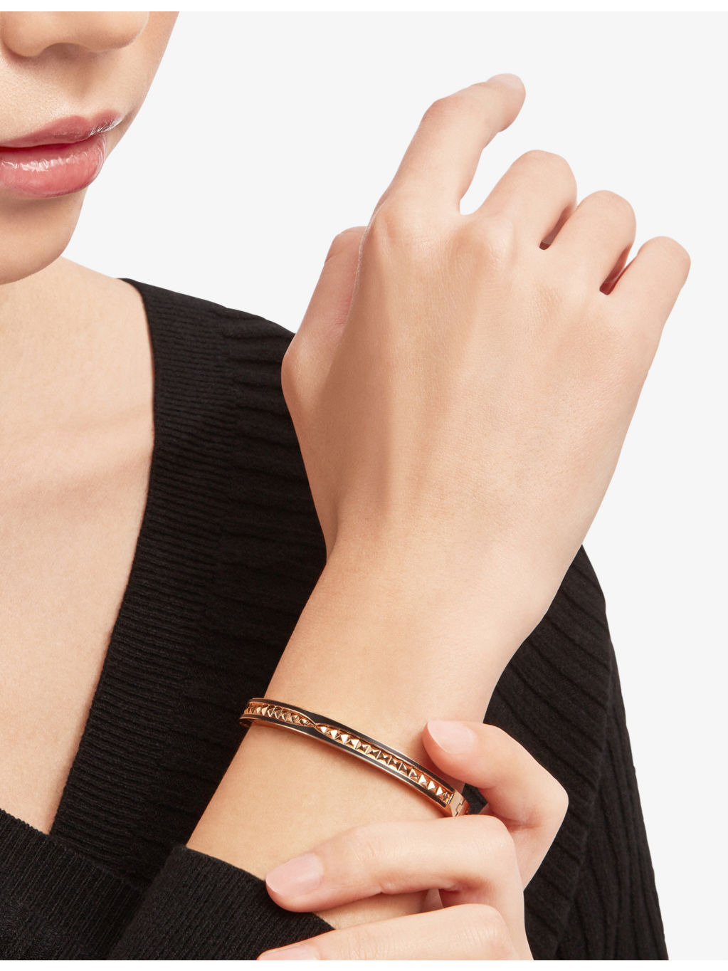B.zero1 18ct rose-gold and ceramic bangle bracelet - 3