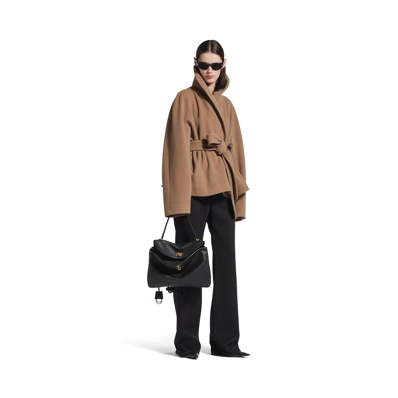 BALENCIAGA Women's Short Wrap Coat in Camel outlook