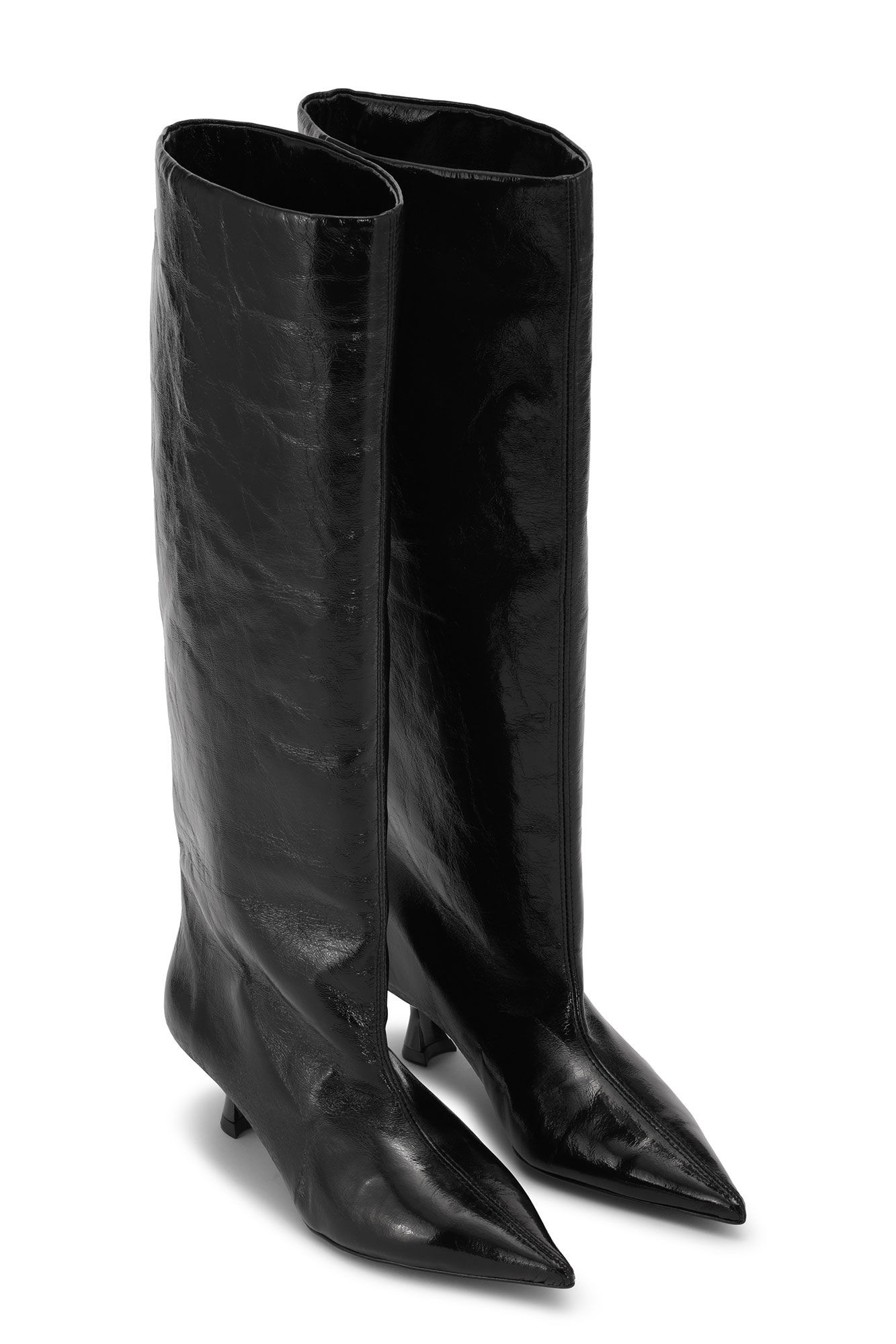 BLACK SOFT SLOUCHY KNEE-HIGH SHAFT BOOTS - 3