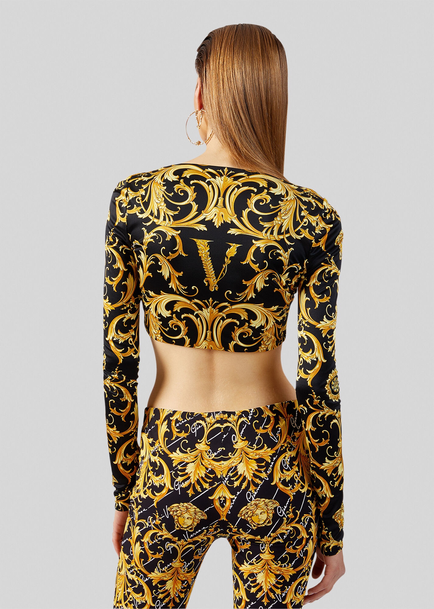 V Barocco Print Crop Top - 3