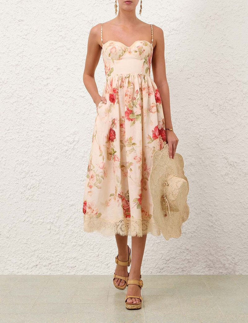 Zimmermann ROSELIGHT PICNIC MIDI DRESS outlook