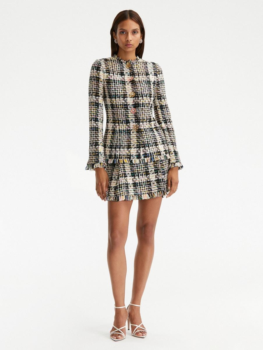 BUTTON DETAIL MULTICOLOR RIBBON TWEEN JACKET - 3