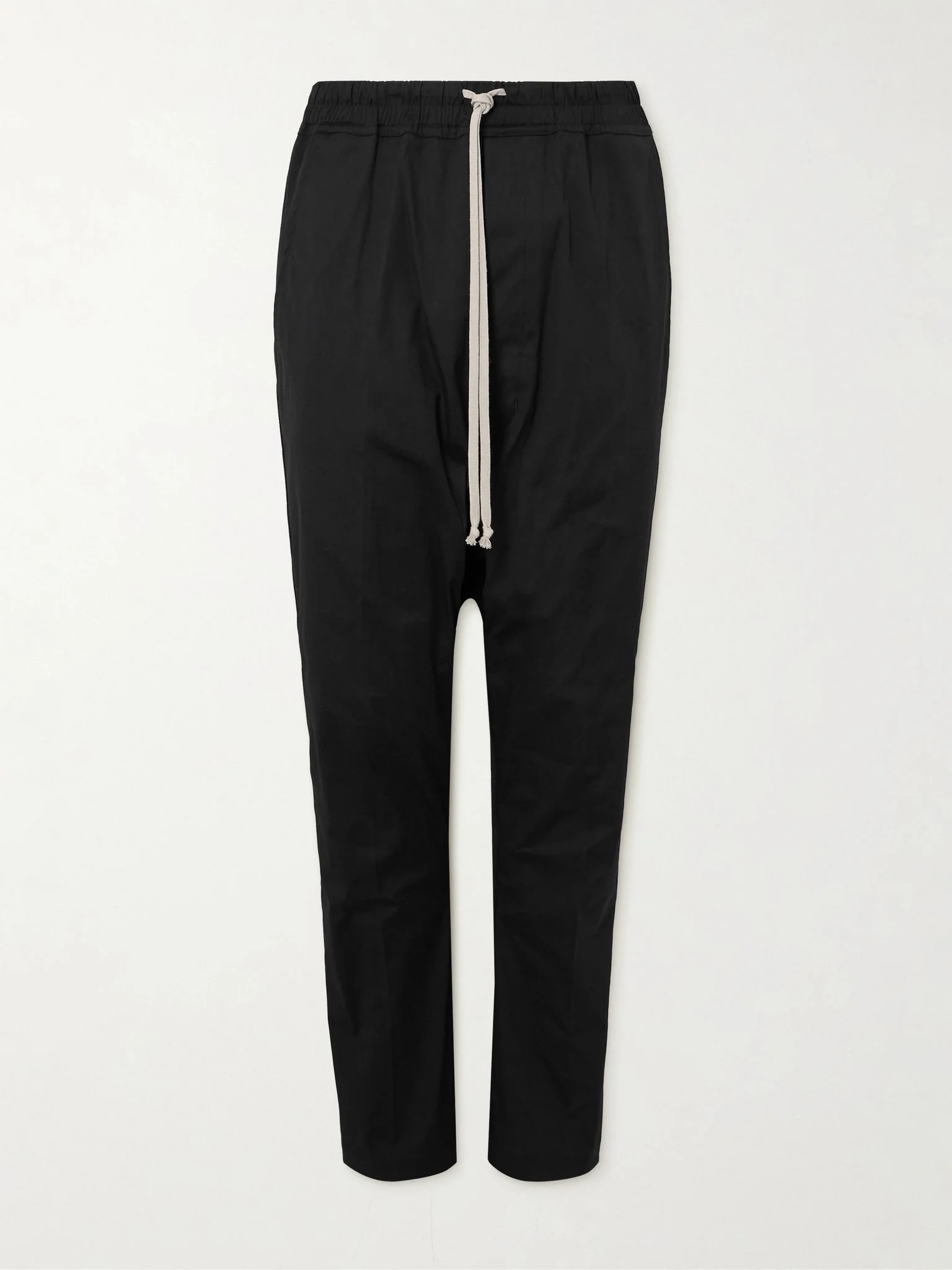 Tapered Cotton-Blend Poplin Trousers Black - 1