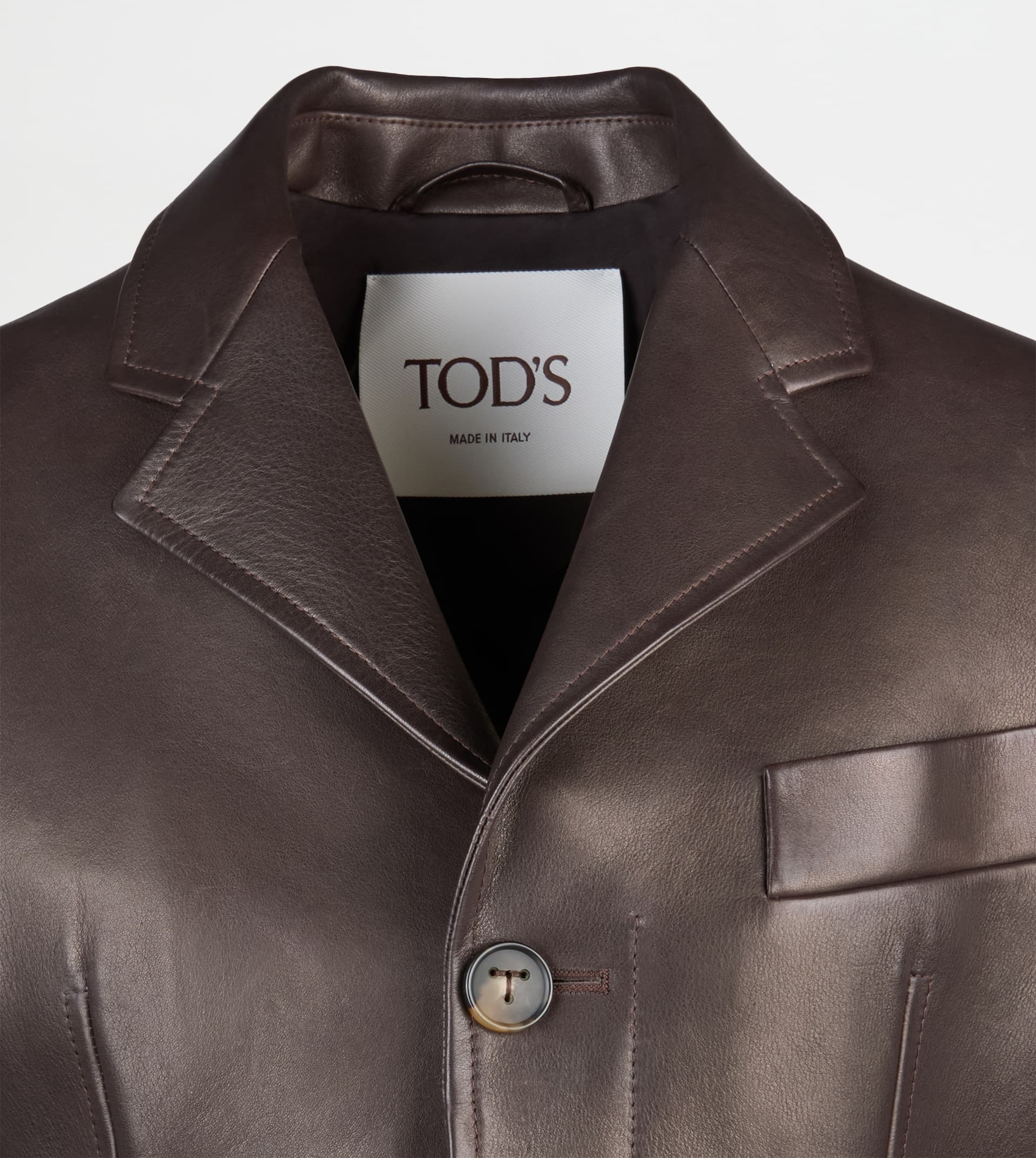 SLIM-FIT JACKET IN LEATHER - BROWN - 2