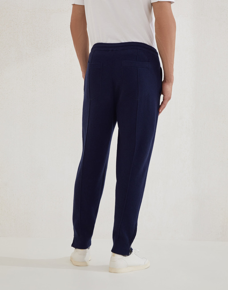 Brunello Cucinelli Cashmere double knit trousers with crête detail and elasticated zipper cuffs outlook