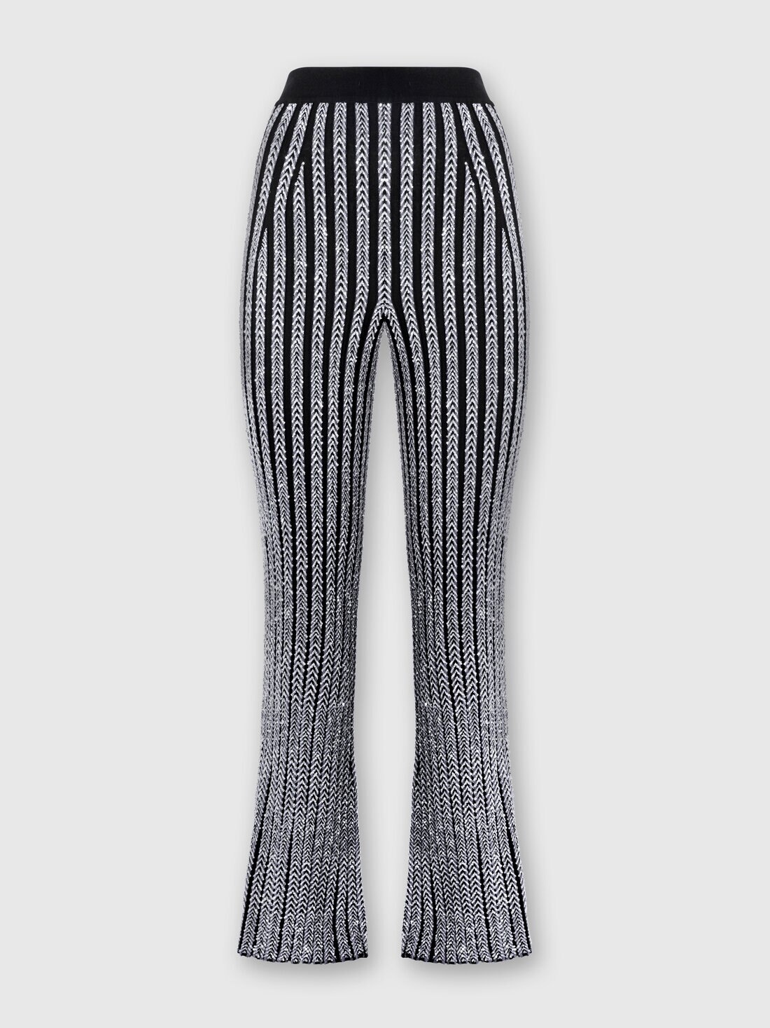 Ribbed flare zig zag trousers with sequins - 1