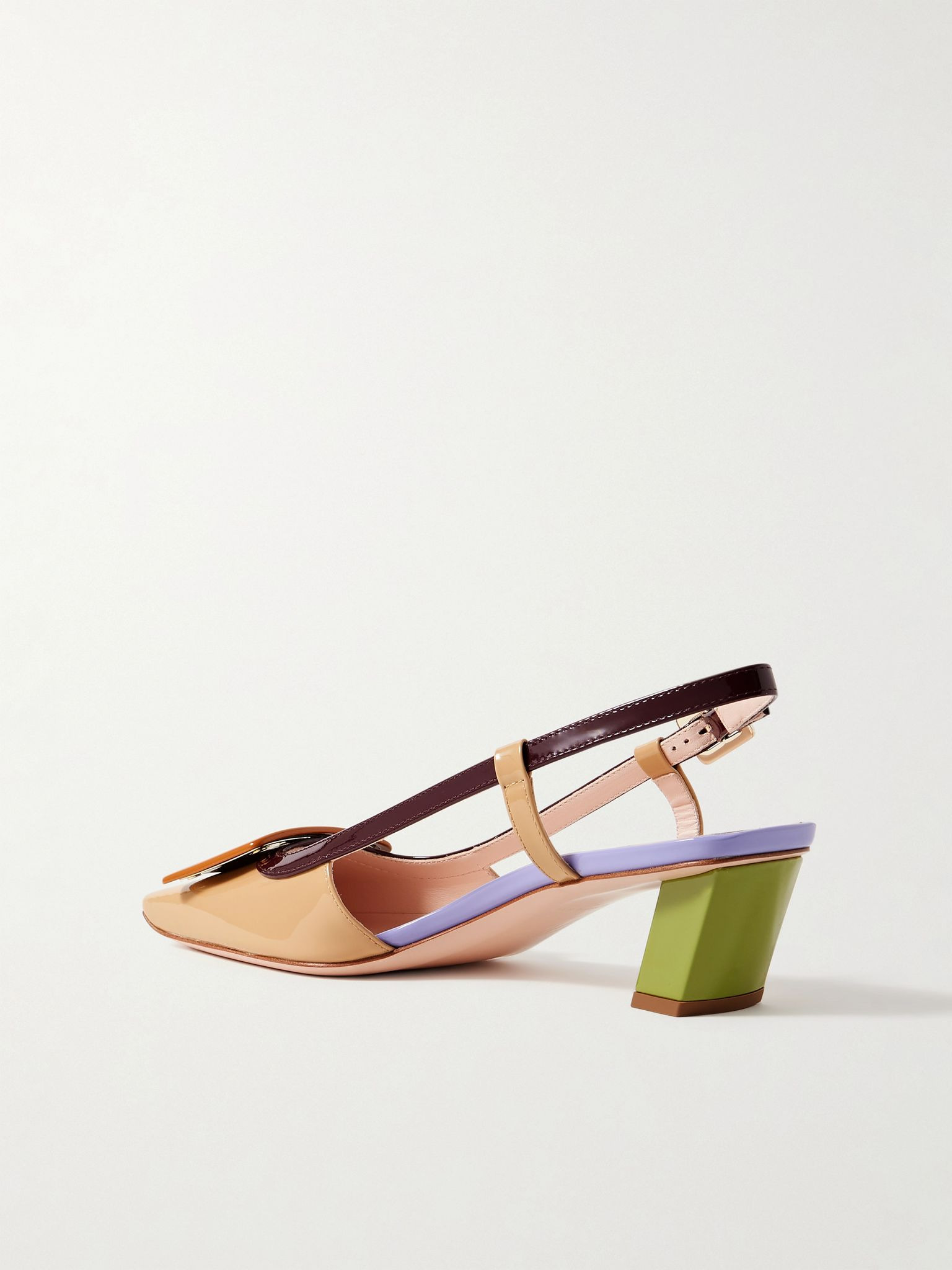 Belle Vivier 45 color-block patent-leather slingback pumps Multi - 3