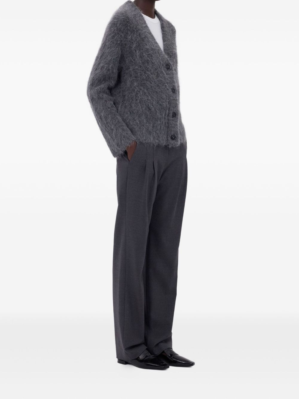 LYNN hairy alpaca V-neck cardigan - 3