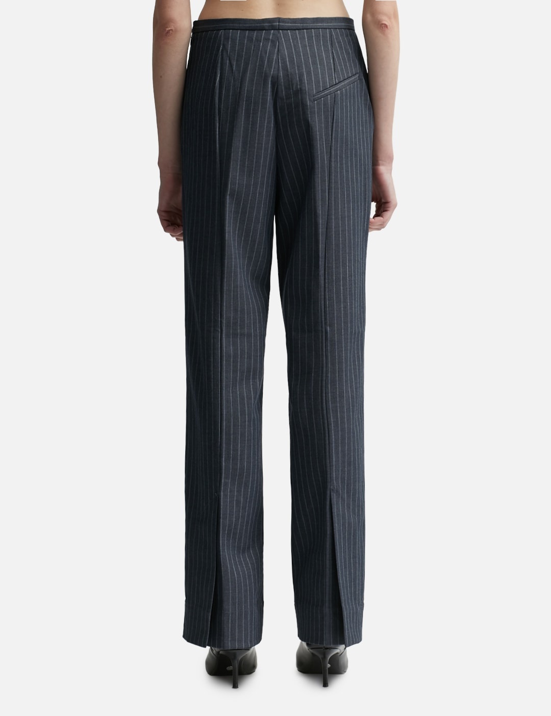 STRETCH STRIPED MID WAIST TROUSERS - 3