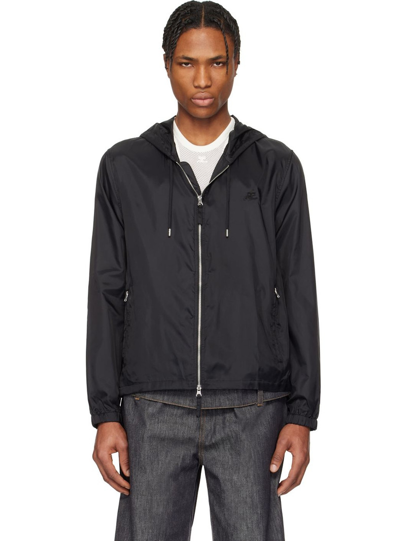 Black Hooded Windbreaker Jacket 1