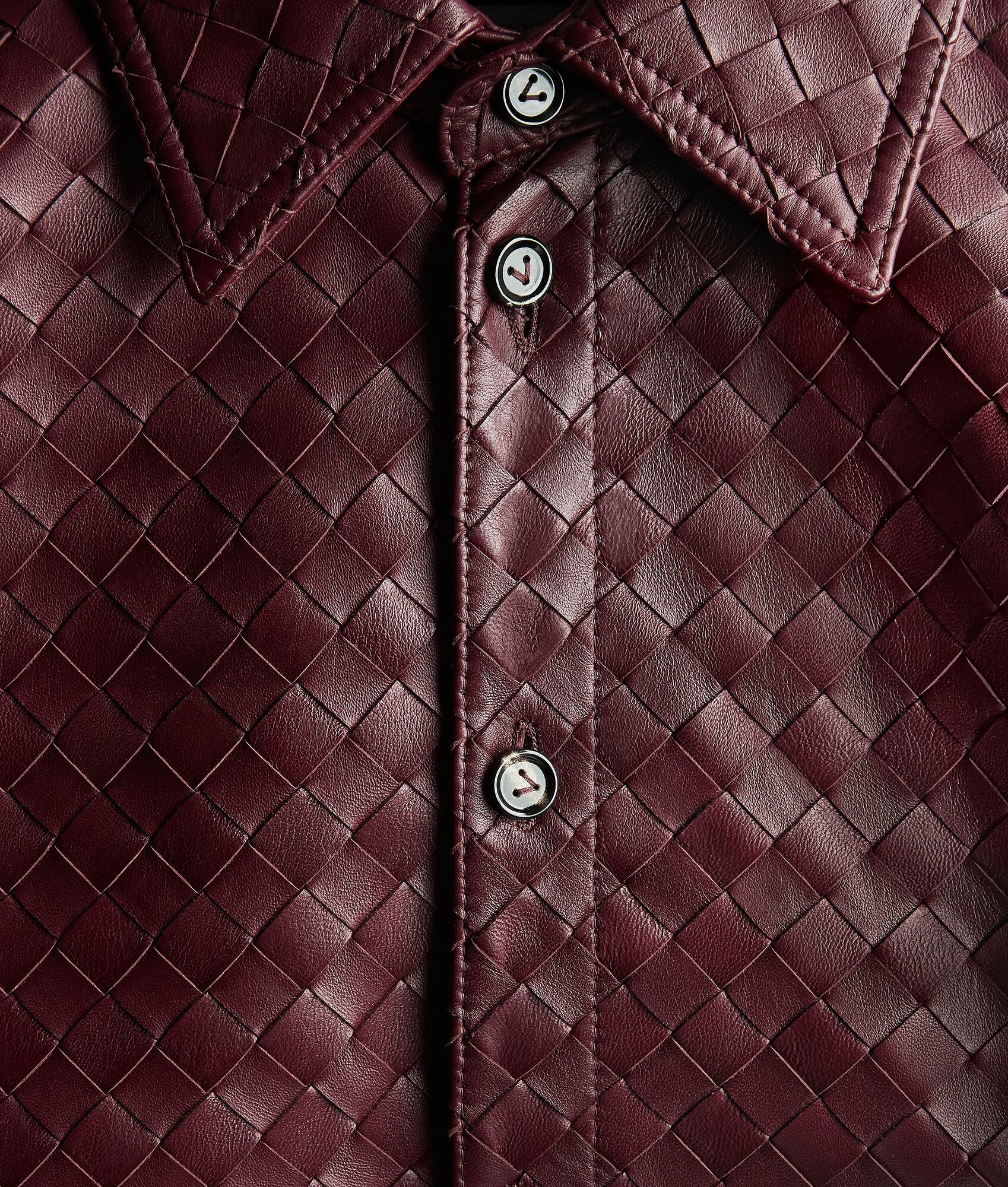 Intrecciato Slim Leather Shirt - 6