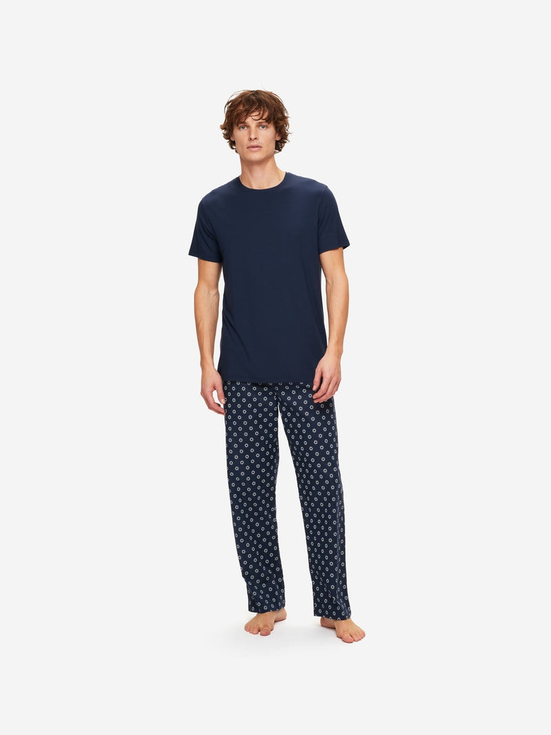 Derek Rose Men's Lounge Trousers Nelson 86 Cotton Batiste Navy outlook