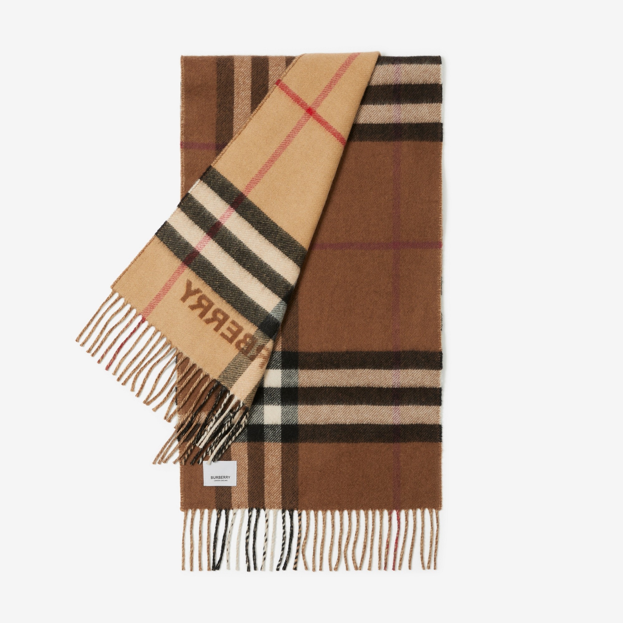 Contrast Check Cashmere Scarf - 3