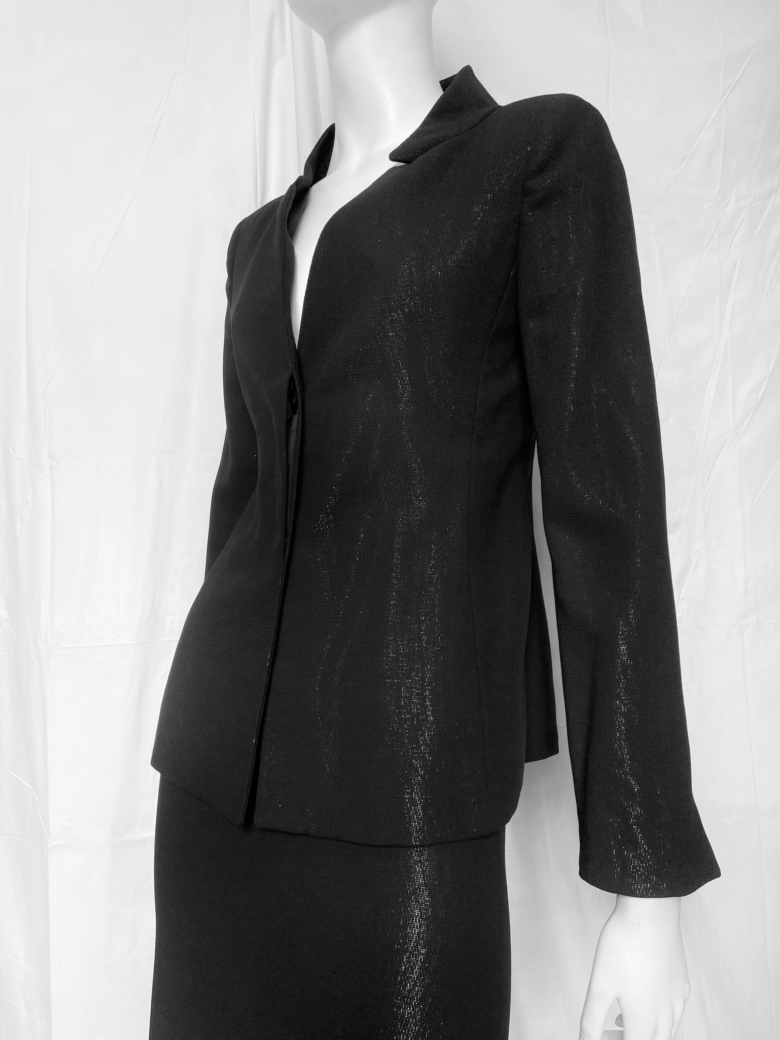 Gianni Versace 90s Glitter Silver Lining Blazer Jacket Skirt Set - 6