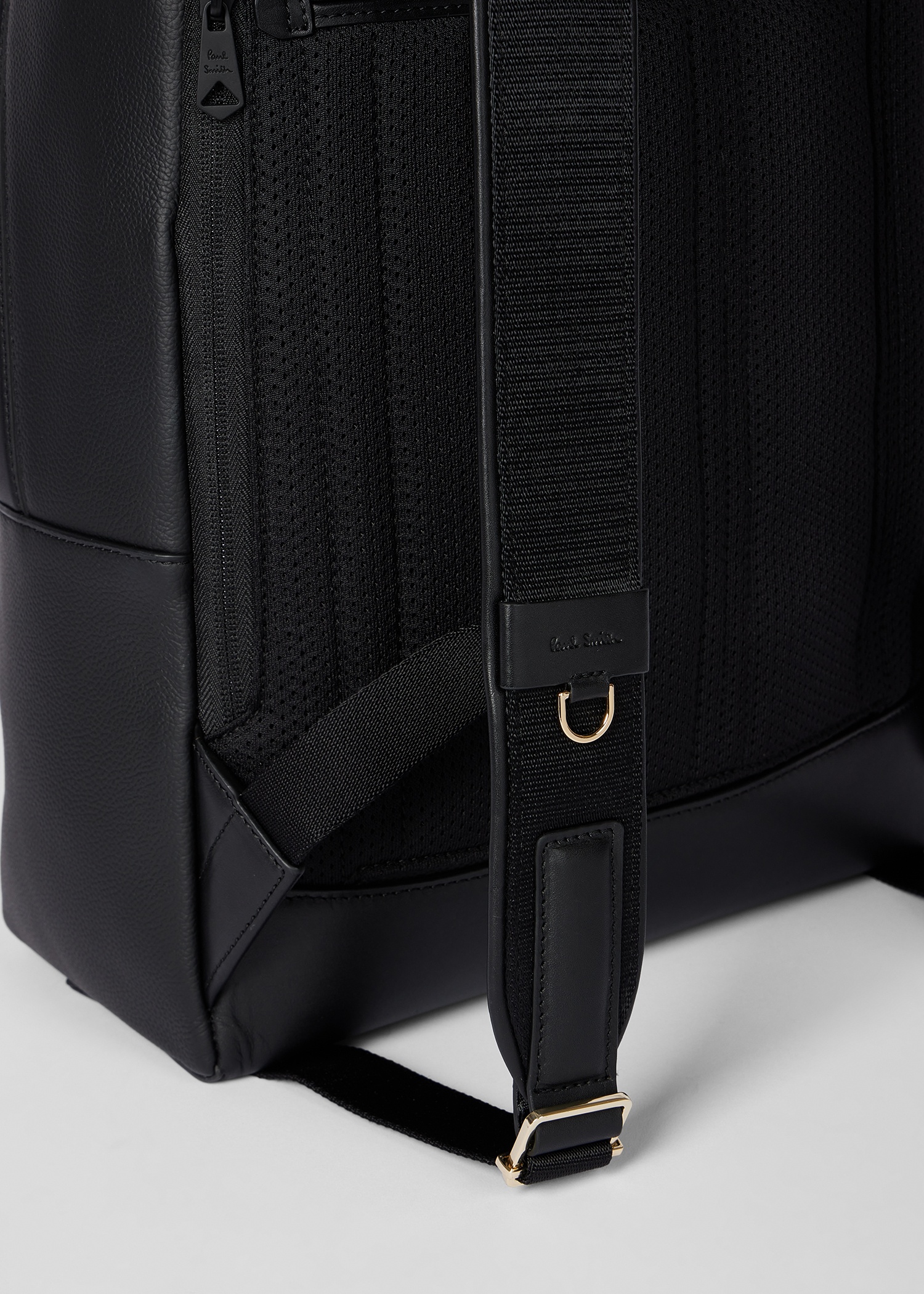 Black Leather 'Signature Stripe' Trim Backpack - 6