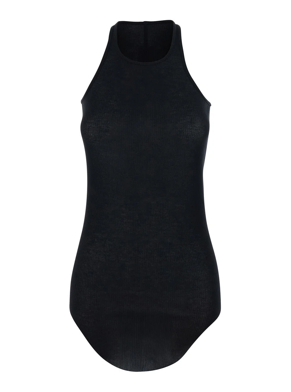 Rick Owens Women Black Top With U-Neck And Ribbed Desgin In Viscose And Silk Blend Woman - 1