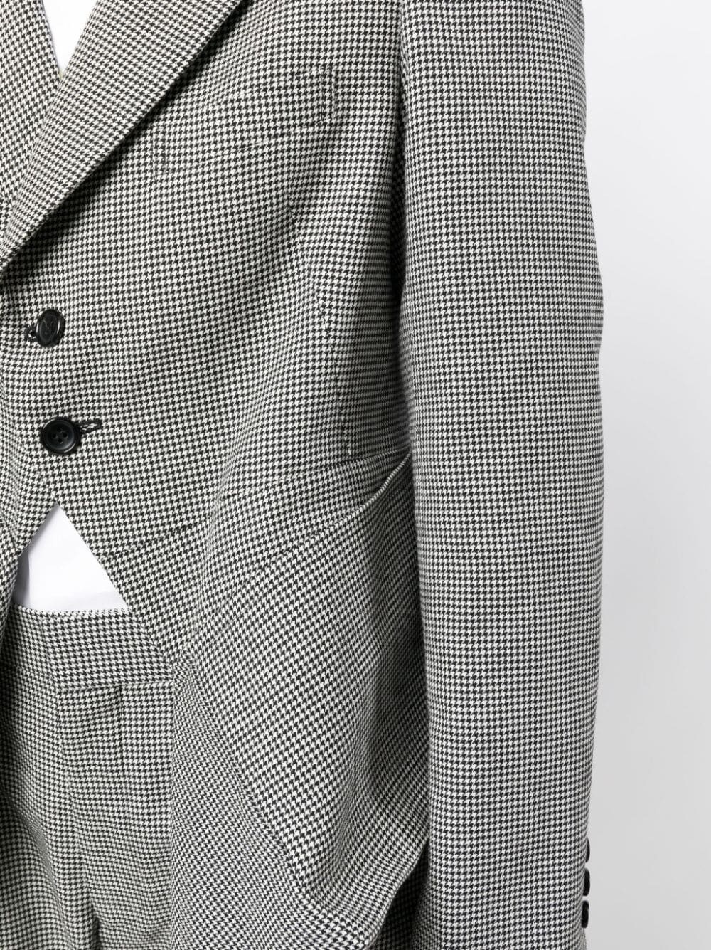 asymmetric check-print wool blazer - 4