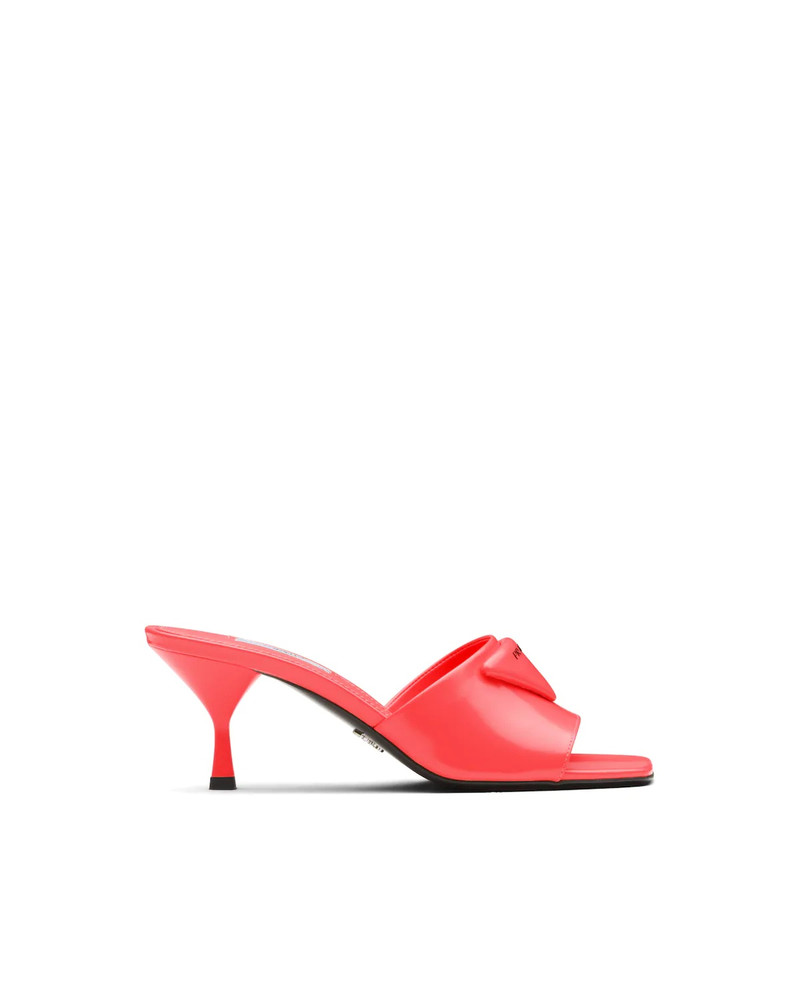 Brushed leather heeled slides 1