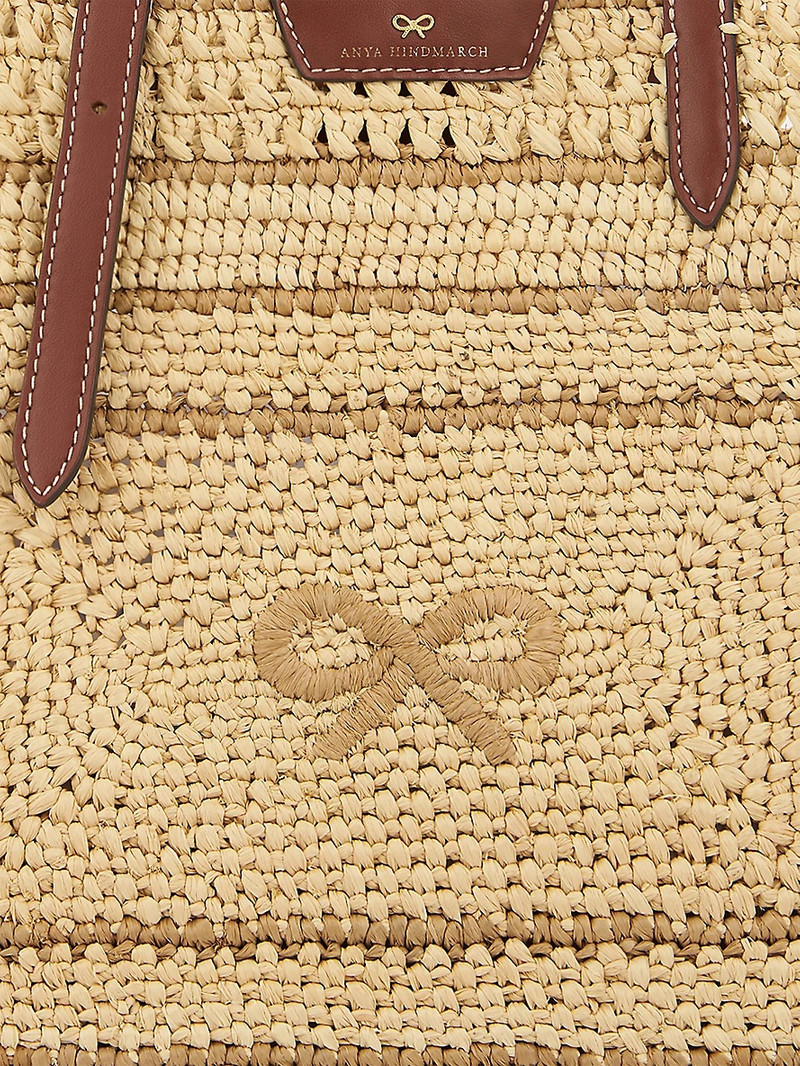 Anya Hindmarch Bow-Embroidered Raffia Tote Bag outlook