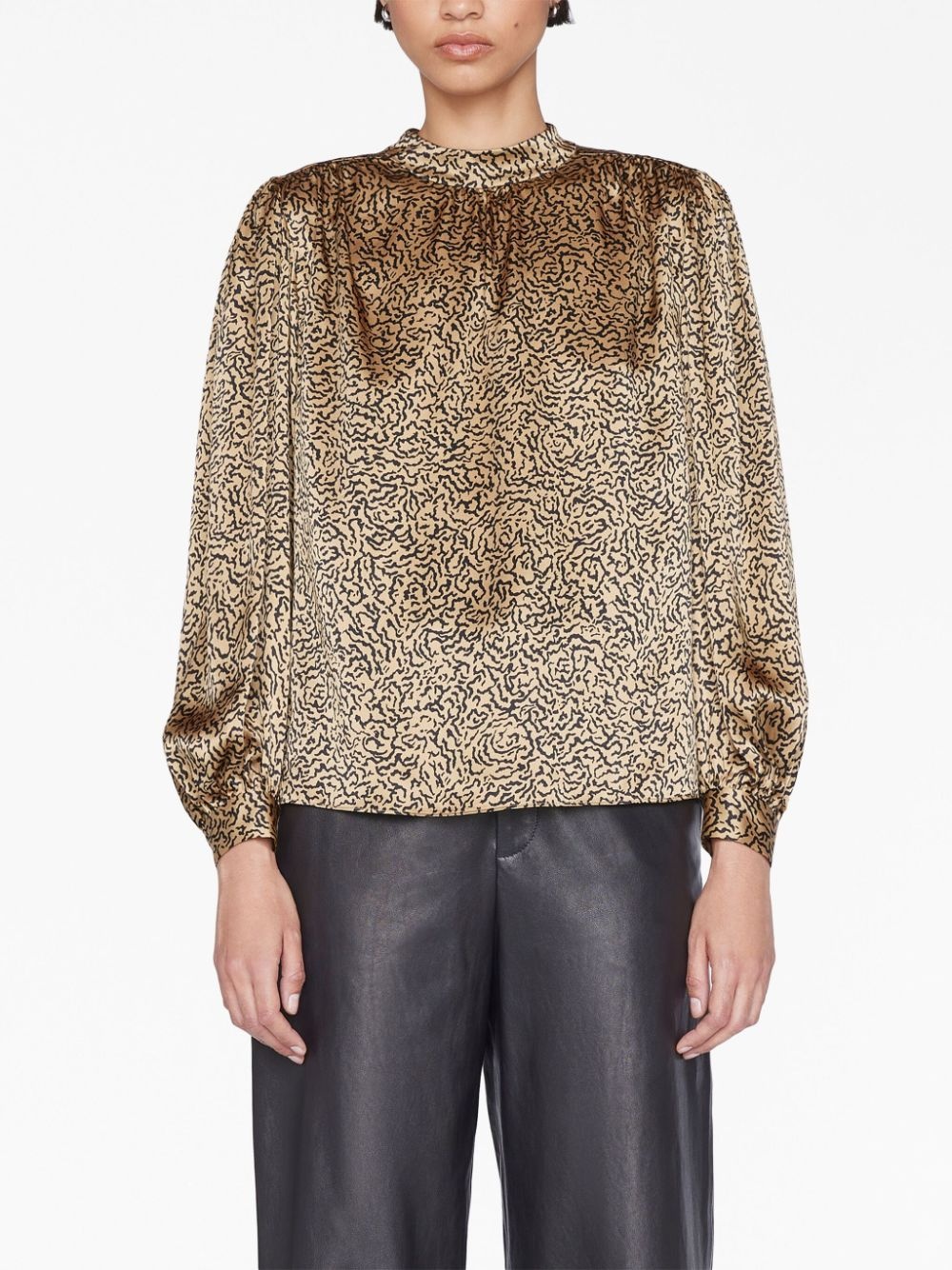 abstract animal-print silk blouse - 3