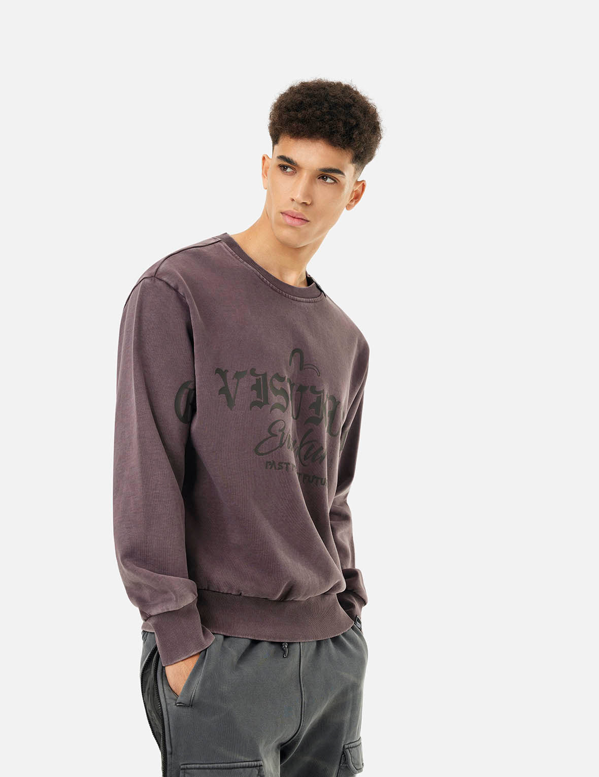Garment Dyed Multi-Logo Print Relax Fit Sweatshirt - 7