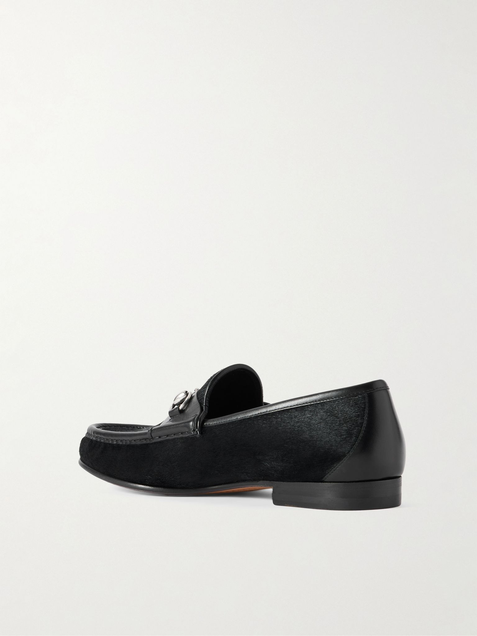 Horsebit 1953 Leather-Trimmed Calf Hair Loafers Black - 4