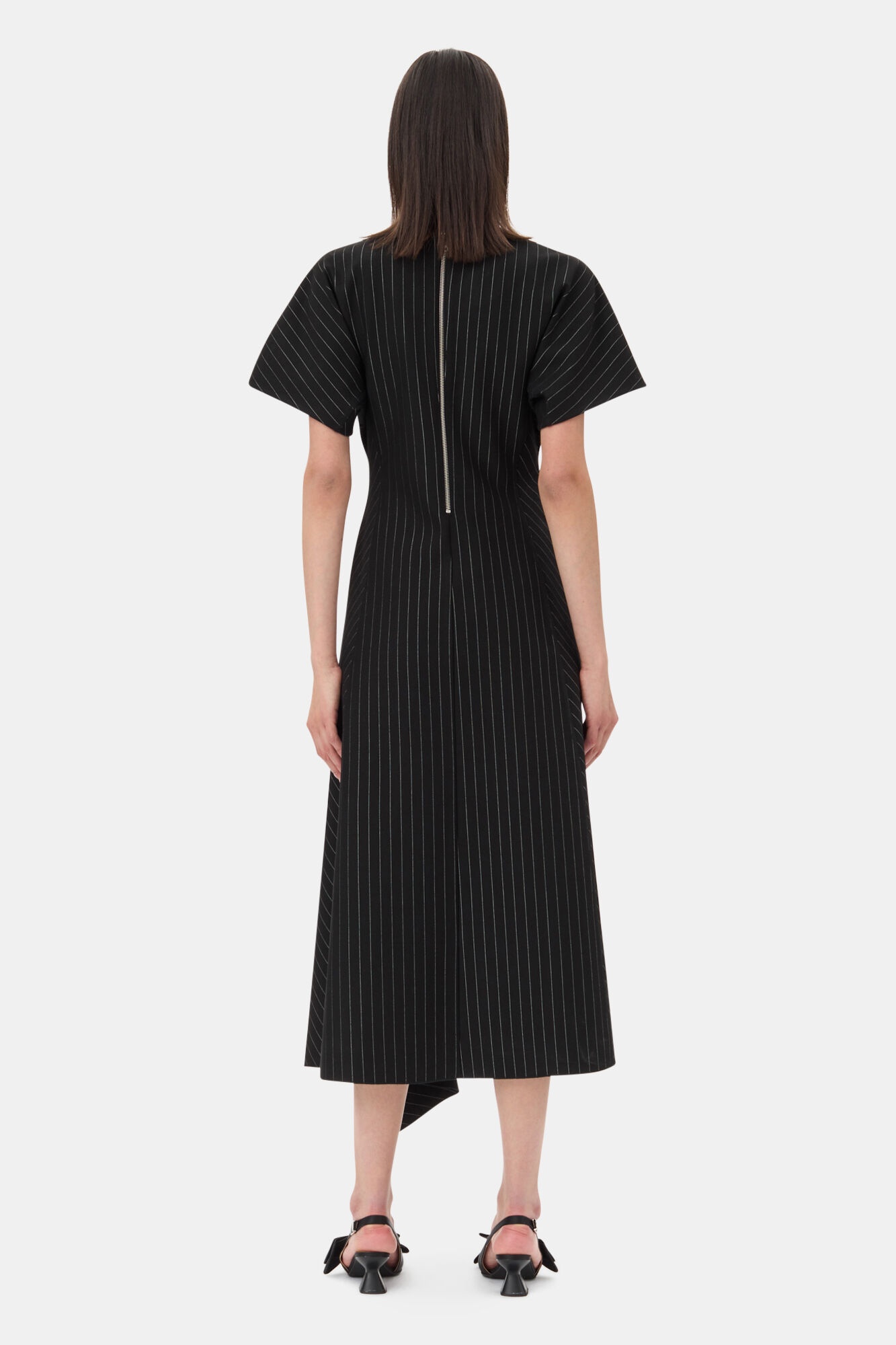 BLACK PINSTRIPE LONG DRESS - 5