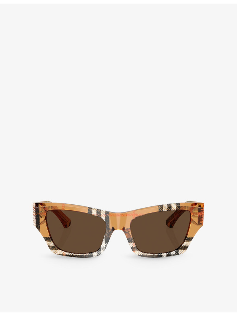 BE4441U Cat-Eye Checked Acetate Sunglasses 1