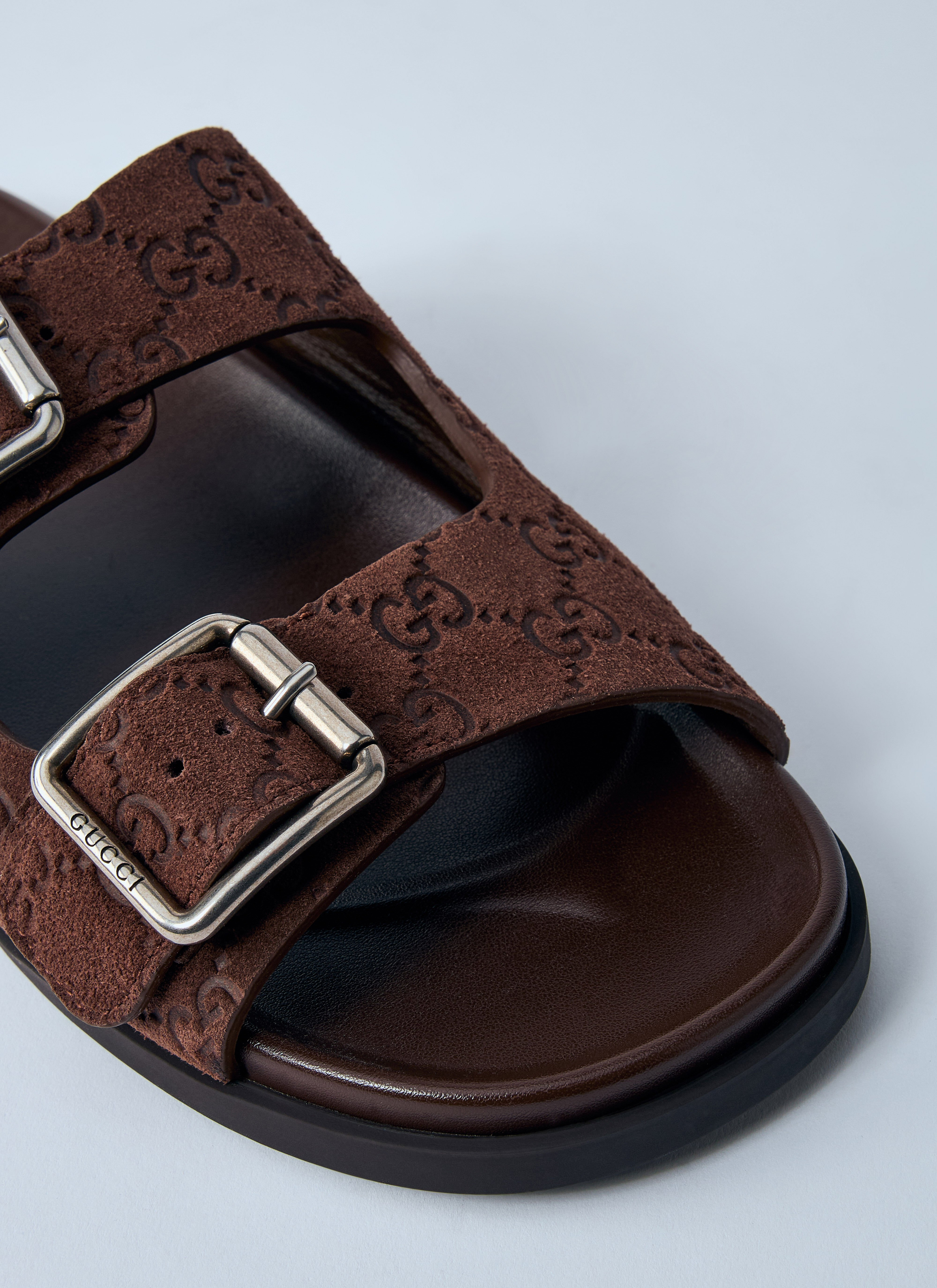 Logo Embossed Leather Slides - 3