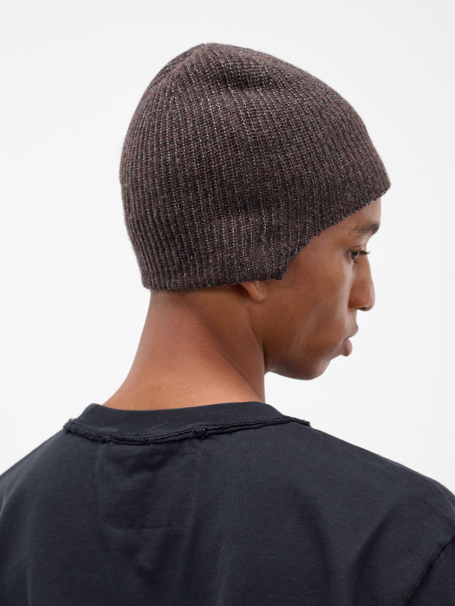 Brown Llama Rib-Knit Beanie - 3