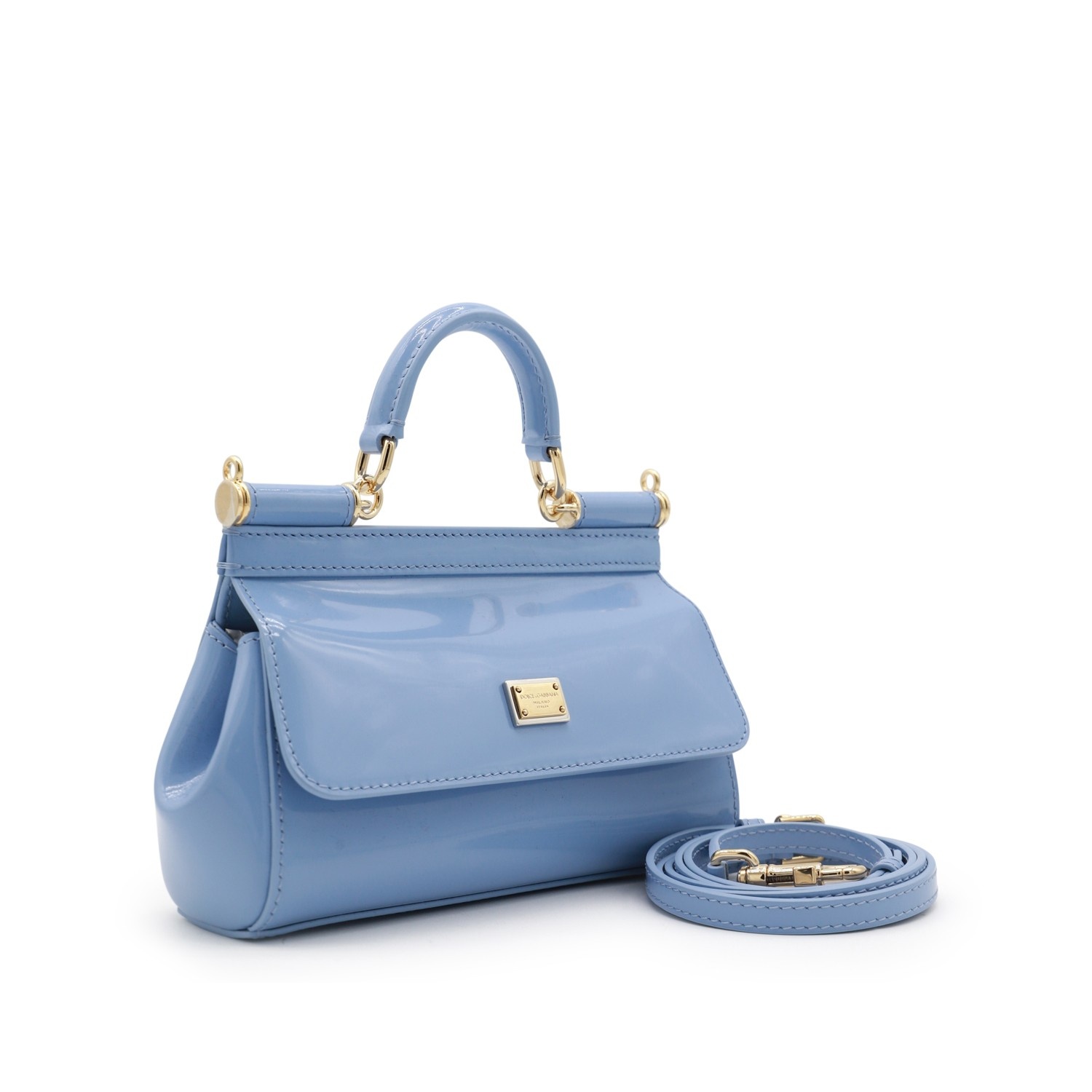 LIGTH BLUE LEATHER SICILY TOP HANDLE BAG - 2