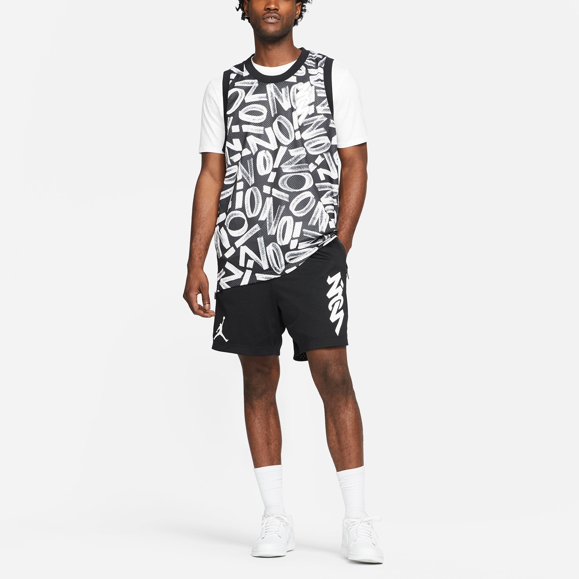 Air Jordan Dri-FIT Zion Letter Printed Basketball Sports Net Ventilate Quick-dry Vest Men's Black DH - 4