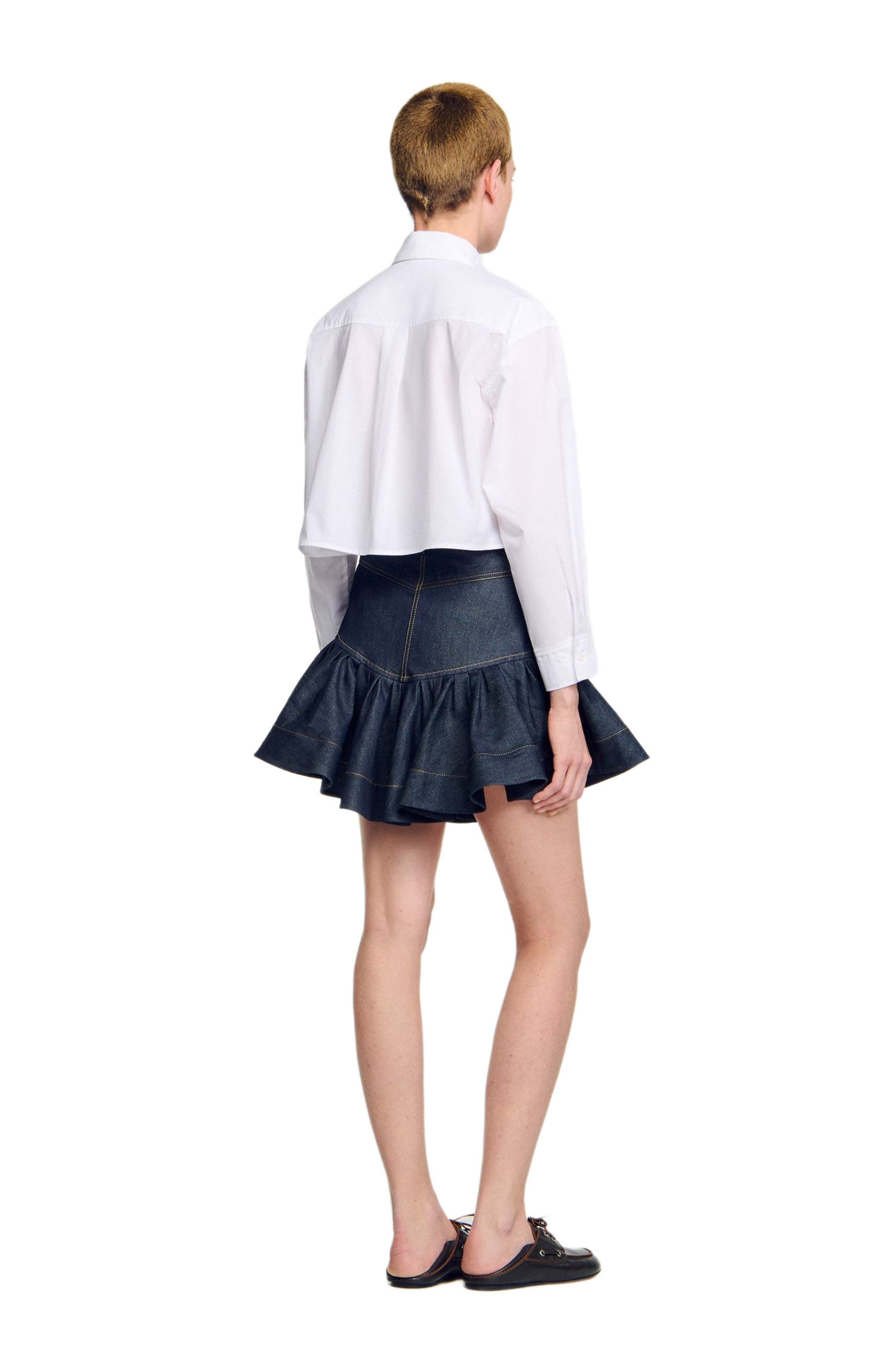 SANDRO Cropped shirt with bow details in White at Nordstrom - 2