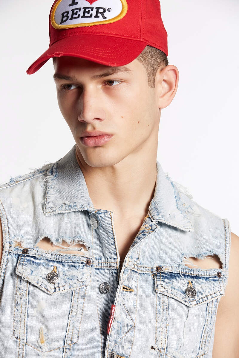 VINTAGE DESTROYED WASH CLASSIC JEAN VEST - 5