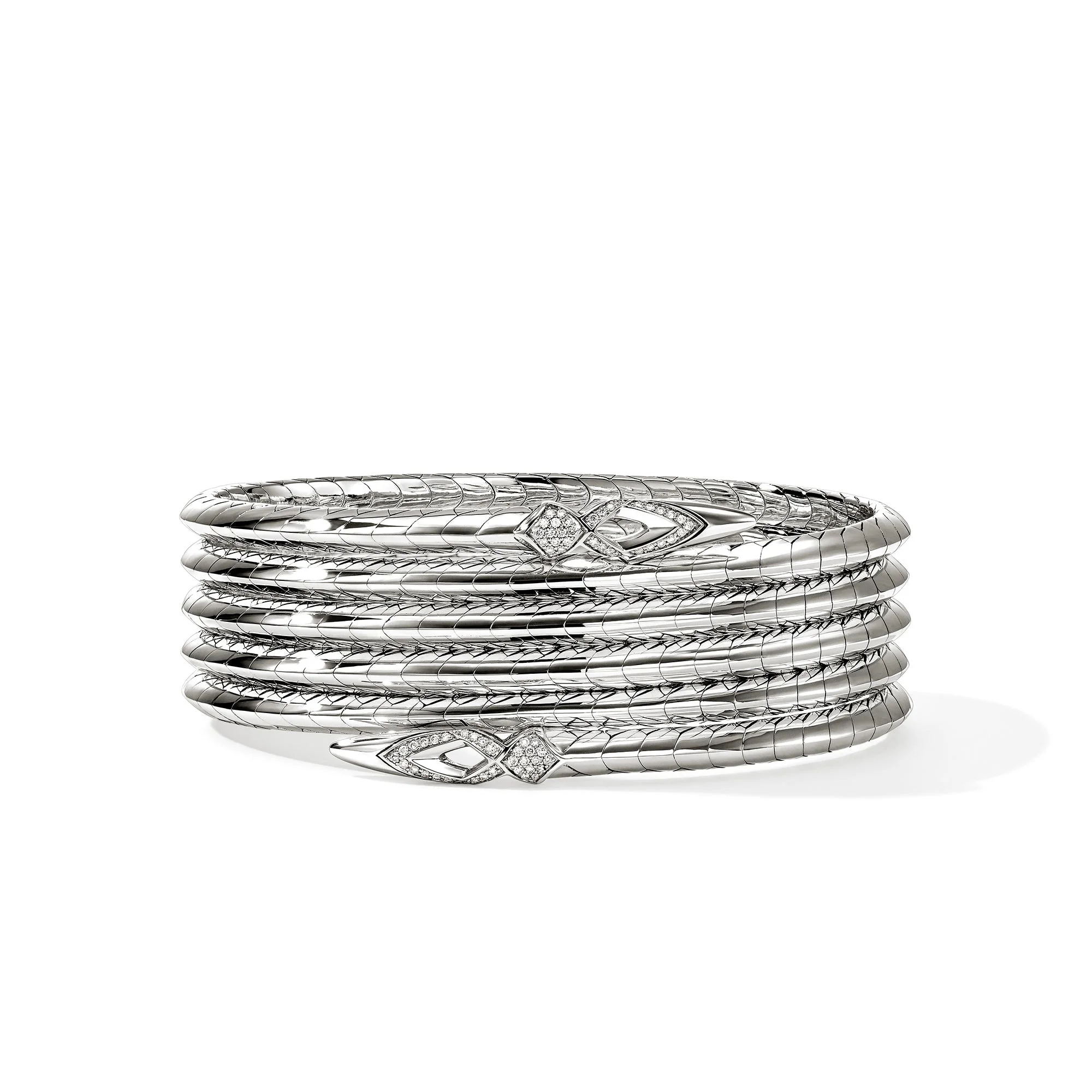 Naga Multi Coil Bracelet, Sterling Silver, Diamonds - 1