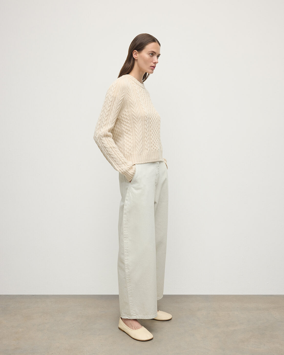 Aran Cable Cream Cashmere Jumper - 3