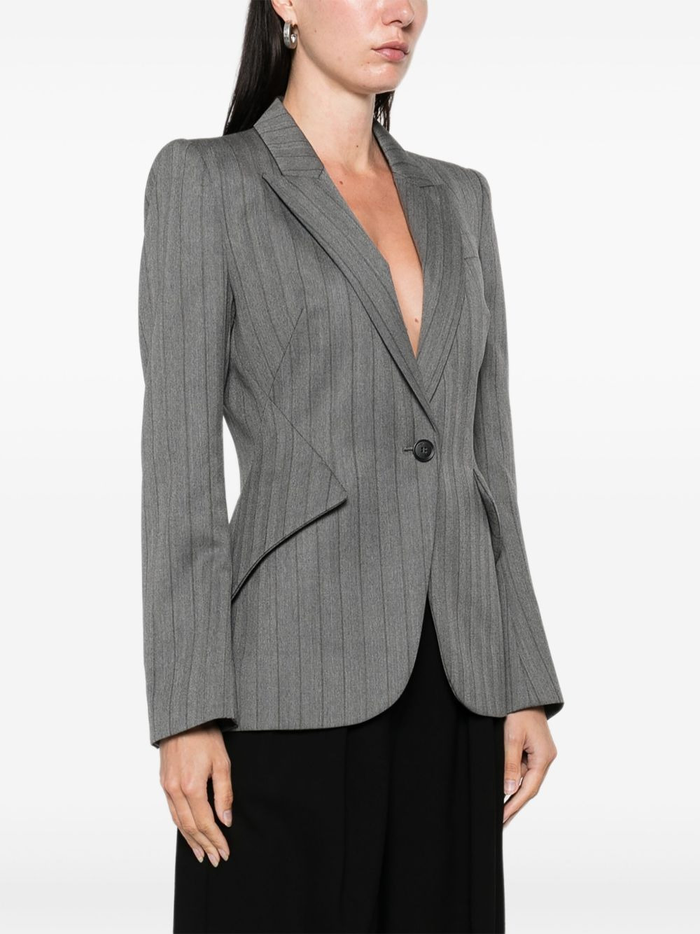 pinstripe single-breasted jacket - 3